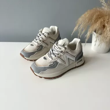 Adidasi dama casual albi cu gri 2532 N7-2